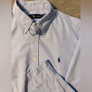 Ralph Lauren Polo Shirt Mens 17  34/35 Light Blue Button Down Classic 100 Cotton